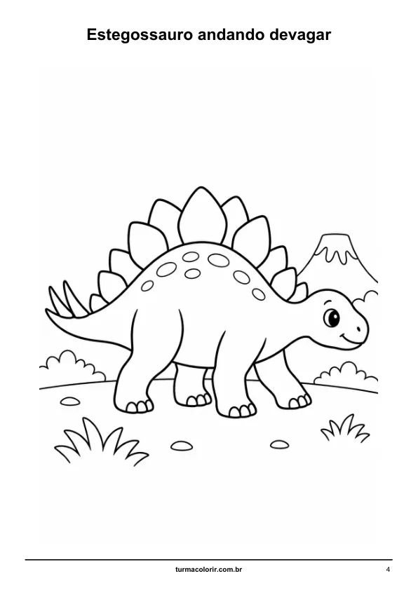 Prévia de um desenho de dinossauro para imprimir