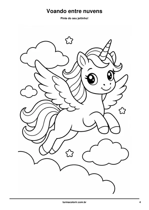 Prévia de um desenho de unicórnio para imprimir